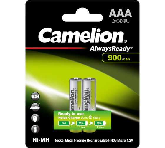 Аккумулятор Camelion 1.2В AAA-900mAh Always Ready BL-2, 9165
