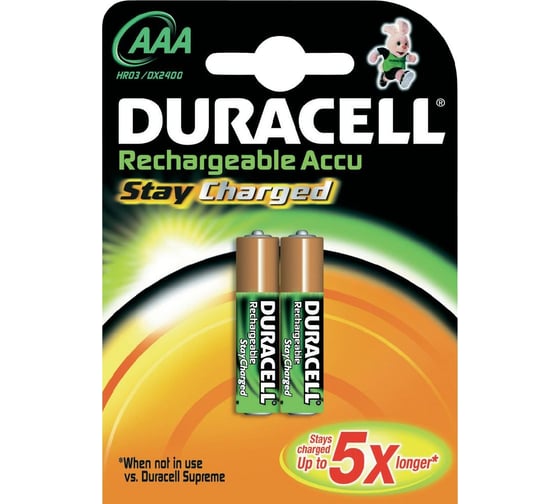 Аккумулятор Duracell AAA/HR3 Ni-Mh 800mAh Stay Charged BL-2, 10554 1