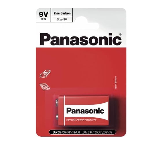 Батарейка Крона 6F22 Zinc Carbon 1шт Panasonic 3018 1