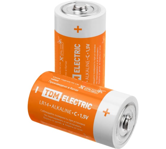 Батарейка LR14 C TDM ELECTRIC Alkaline 1,5V BP-2 (упаковка 2 штуки) SQ1702-0011