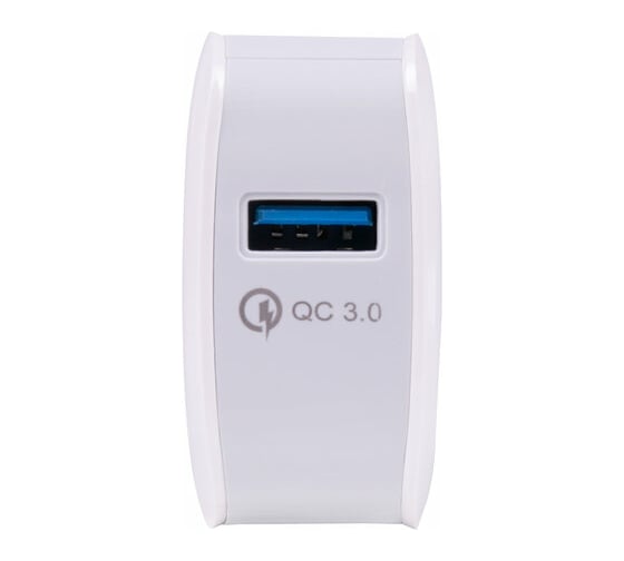 Быстрое зарядное устройство SONNEN сетевое (220 В), USB QC 3.0 18 Вт, 3 А, белое, 455506