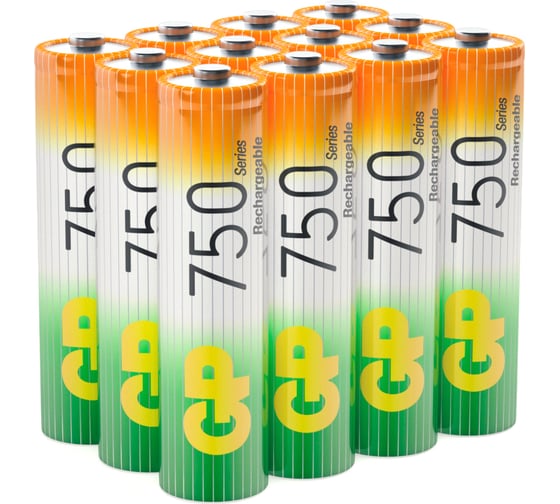 Аккумуляторные мизинчиковые батарейки ААА hr03 750 mah/мАч ni-mh 12 штук блистер GP 75AAAHC-B12