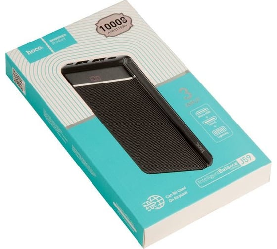 Внешний аккумулятор Hoco J59 Famous, 5V, 2.0А 10000mAh, черный 857065