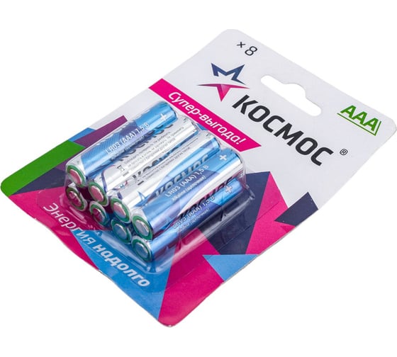 Алкалиновые элементы питания КОСМОС LR03 8 шт. на блистере, KOCLR03BL8