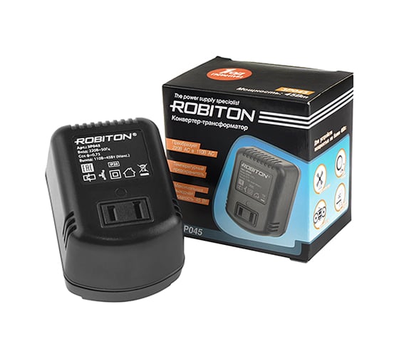 Конвертер-трансформатор Robiton 220В-110В 3P045 без заземления 15438