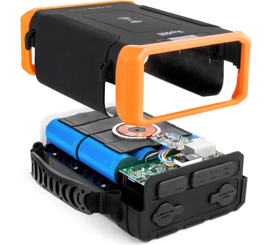 Внешний аккумулятор TopOn 96000mah dc 84w, type-c pd 60w, 2 usb qc3.0 18w, qi 10w, 2 авторозетки 180w, фонарь, защита от брызг, lifepo4 TOP-X100PRO