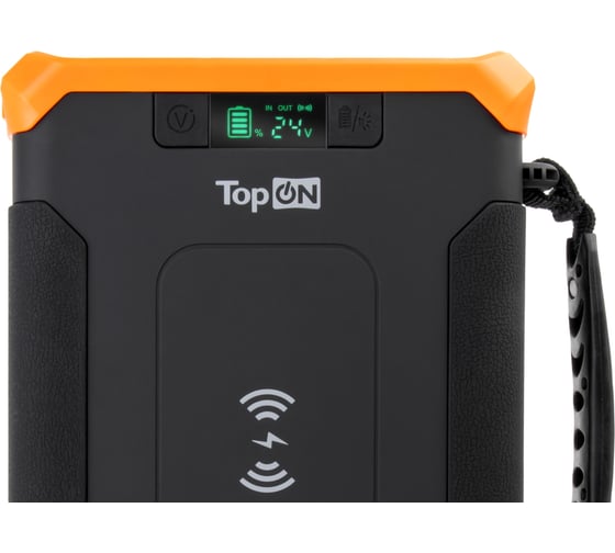 Внешний аккумулятор TopOn 96000mah dc 84w, type-c pd 60w, 2 usb qc3.0 18w, qi 10w, 2 авторозетки 180w, фонарь, защита от брызг, lifepo4 TOP-X100PRO