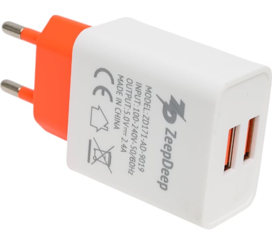 Зарядное устройство ZeepDeep EnergyPlug 2 USB X 2.4A 802075