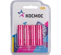 Аккумулятор КОСМОС 1500мАч R6 (AA) NiMH 4BL, KOCR6NIMH1500mAh4BL 24428566