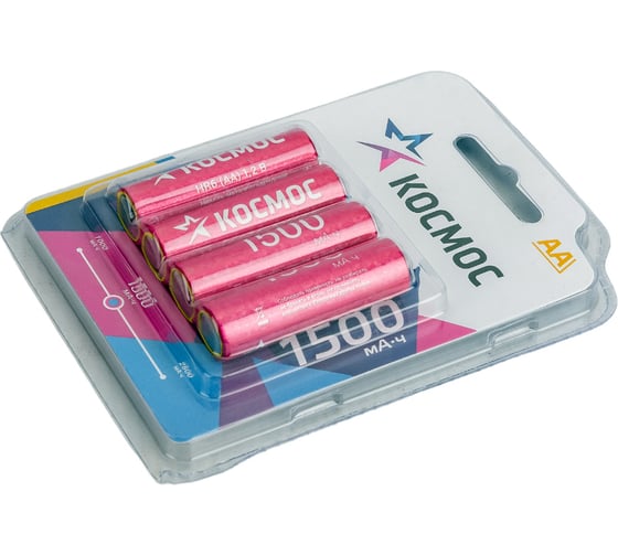 Аккумулятор КОСМОС 1500мАч R6 (AA) NiMH 4BL, KOCR6NIMH1500mAh4BL