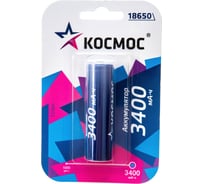 Аккумулятор КОСМОС 3400мАч 18650 Li-ion 1BL, KOC18650Li-ion34UBL1 24428602