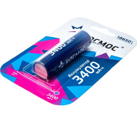 Аккумулятор КОСМОС 3400мАч 18650 Li-ion 1BL, KOC18650Li-ion34UBL1