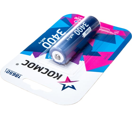 Аккумулятор КОСМОС 3400мАч 18650 Li-ion 1BL, KOC18650Li-ion34UBL1