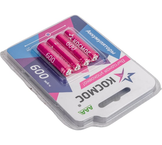 Аккумулятор КОСМОС 600мАч R03 NiMH 4BL, KOCR03NIMH600mAh4BL