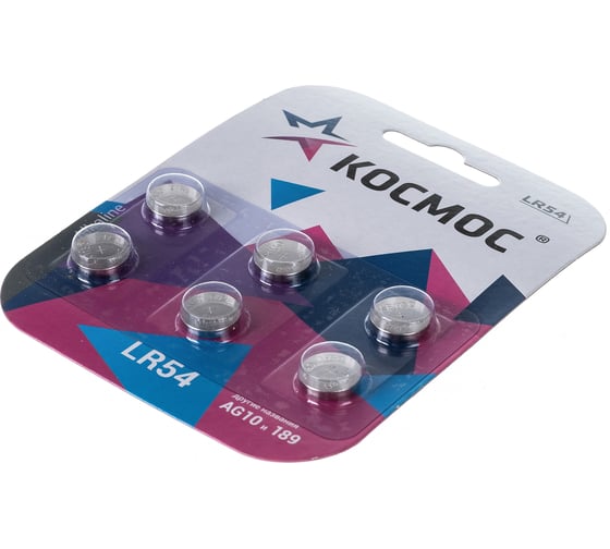Элемент питания КОСМОС G10 (L1131/LR54/189/389) 1.5V Alkaline 6BL, KOCG10(LR54)BL6