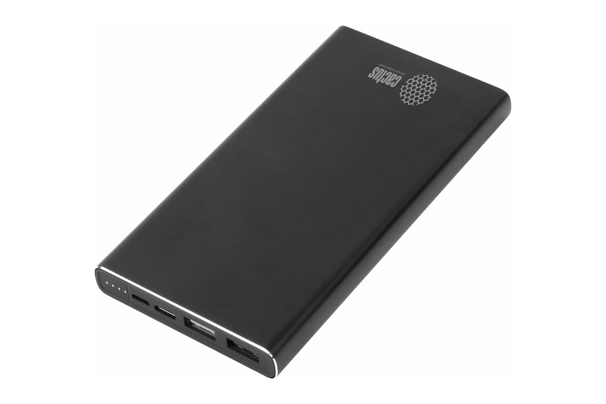 Мобильный аккумулятор Cactus 10000mAh 2.1A черный CS-PBFSJT-10000 1205743 -  выгодная цена, отзывы, характеристики, фото - купить в Москве и РФ