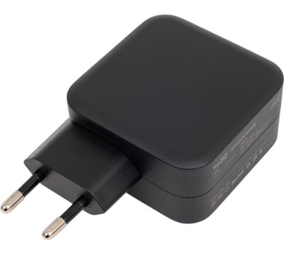 Блок питания TopOn GaN 65W Type-C PD, PPS, USB QC Черный TOP-GaN-65WB