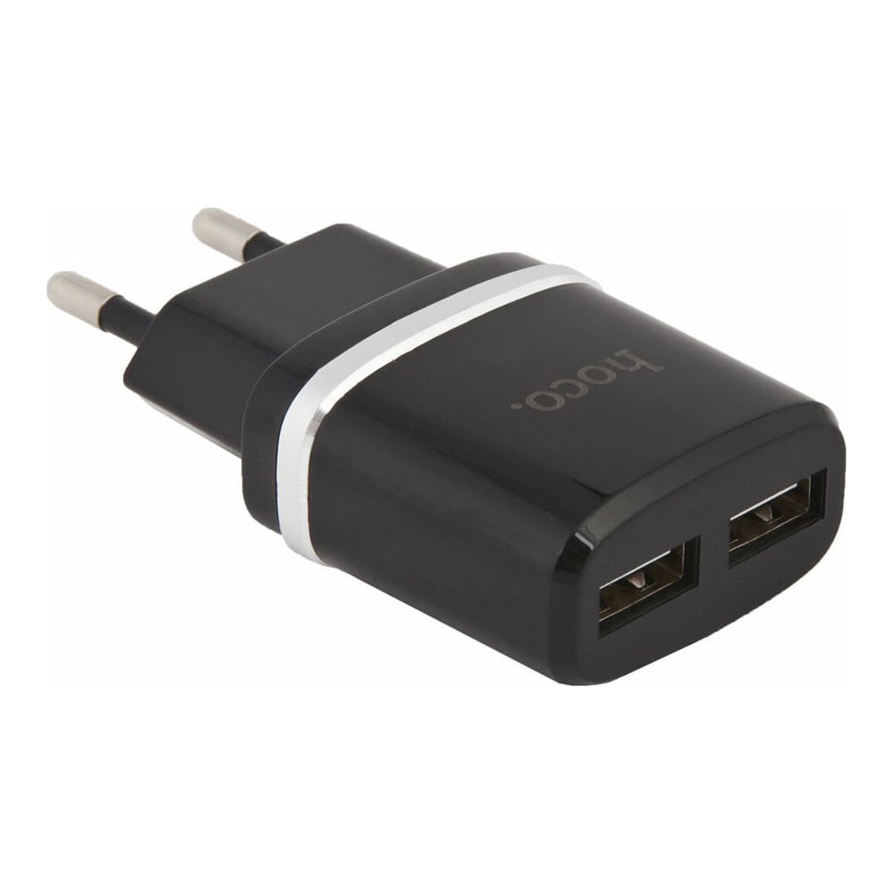 Зарядное устройство Hoco C12, 2xUSB, 2.4А, черный, 6957531063094 - выгодная  цена, отзывы, характеристики, фото - купить в Москве и РФ