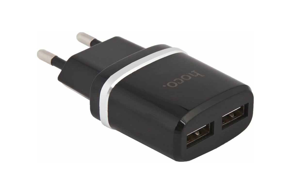 Зарядное устройство Hoco C12, 2xUSB, 2.4А, черный, 6957531063094