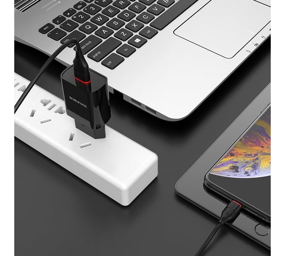 Сетевое ЗУ Borofone BA20A, 1хUSB-А, 2.1А, черный 23752-BA20ABK