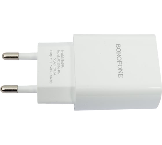 Сетевое ЗУ Borofone BA20A, 1хUSB-А + кабель AM-Type-C, 1 м, белый 23752-BA20AWT