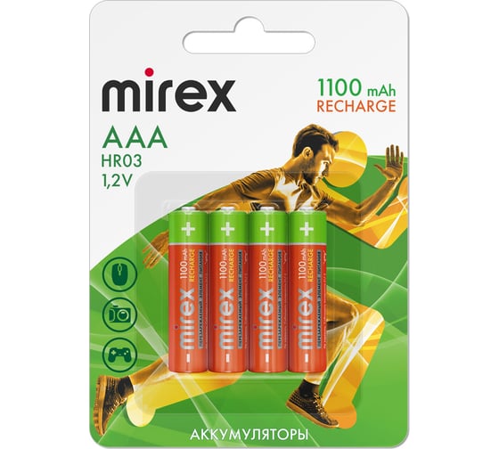 Аккумулятор Mirex Ni-MH HR03 / AAA 1100mAh 1,2V 4 шт блистер 23702-HR03-11-E4 1