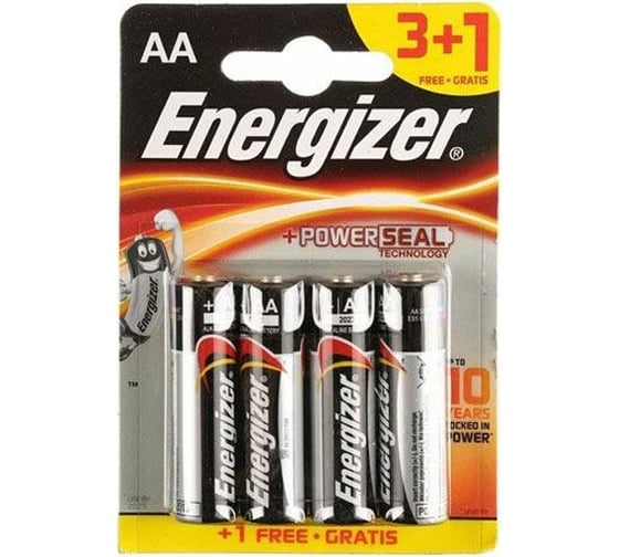 Батарейка Energizer MAX E91/АА BP 3+1 FREE24 Alkaline 7638900412062 1