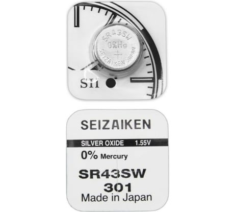 Батарейка SEIZAIKEN 301 (SR43SW) Silver Oxide 1.55V - 1 шт. 27400301