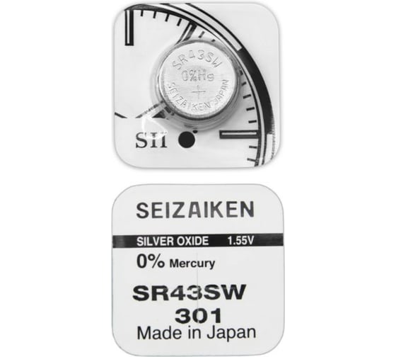 Батарейка SEIZAIKEN 301 (SR43SW) Silver Oxide 1.55V - 1 шт. 27400301 1