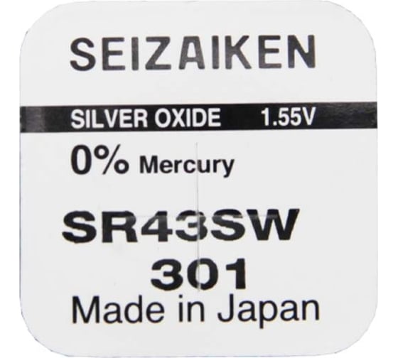 Батарейка SEIZAIKEN 301 (SR43SW) Silver Oxide 1.55V - 1 шт. 27400301