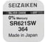 Батарейка SEIZAIKEN 364 (SR621SW) Silver Oxide 1.55V 27400364 3