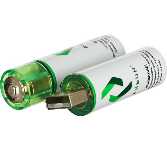 Аккумулятор РУБИН LI-ION размер АА 1,5 В 1800mWh USB Magnetic 2шт/блистер РЭ-АА1800/1