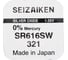 Батарейка SEIZAIKEN 321 (SR616SW) Silver Oxide 1.55V 27400321 3