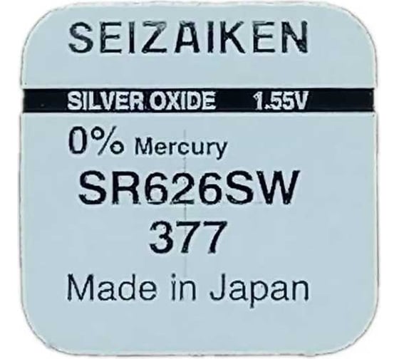 Батарейка SEIZAIKEN 377 (SR626SW) Silver Oxide 1.55V 27400377