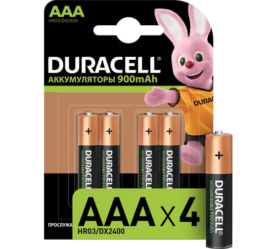 Аккумулятор Duracell, размера AAA 900 мАч, 4шт в упаковке 116468