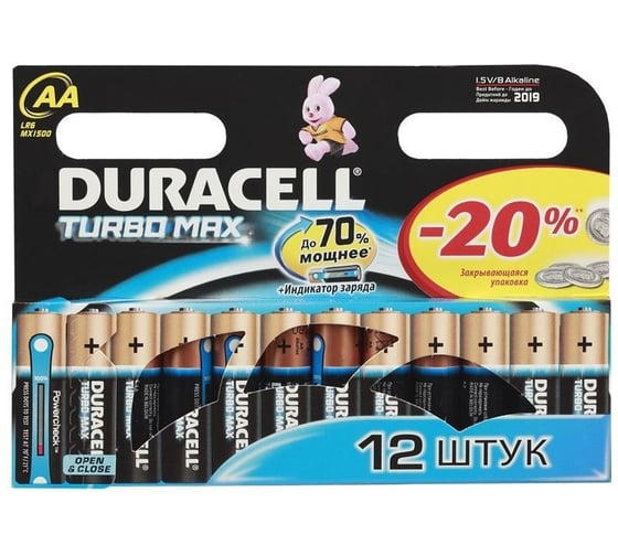 Батарейка пальчиковая LR MX 1500/LR6 Turbo Max 12шт Duracell 241106 1