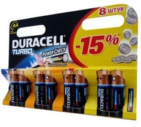 Батарейка пальчиковая LR MX 1500/LR6 Turbo Max 8шт Duracell 222398