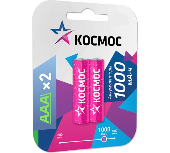 Аккумулятор КОСМОС R03 NI-MN 1000мА.ч BP-2 KOCR03NIMH(1000MAH)