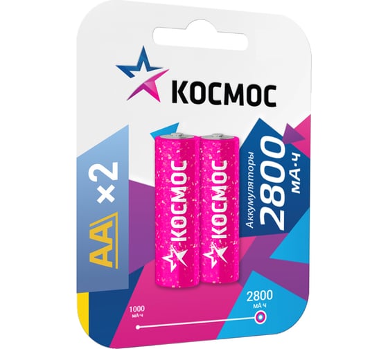 Перезаряжаемые аккумуляторные батареи КОСМОС KOCR6NIMH2800MAH2BL 1