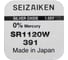 Батарейка SEIZAIKEN 391 (SR1120W) Silver Oxide 1.55V 27400391 1