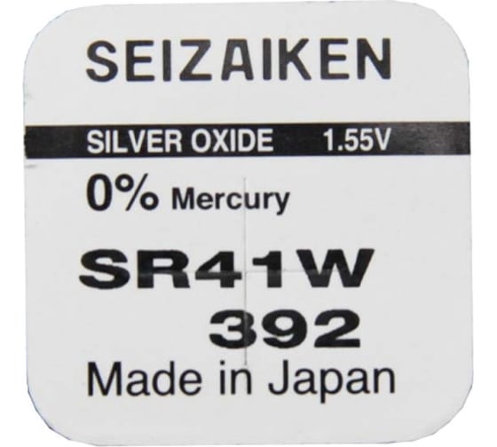 Батарейка SEIZAIKEN 392 (SR41W) Silver Oxide 1.55V 27400392 1