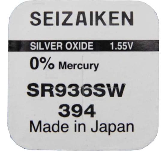 Батарейка SEIZAIKEN 394 (SR936SW) Silver Oxide 1.55V 27400394 1