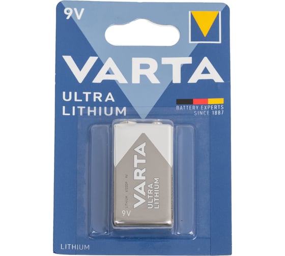 Батарейка Varta ULTRA Крона 6FR22 BL1 Lithium 9V (6122) 06122301401 1