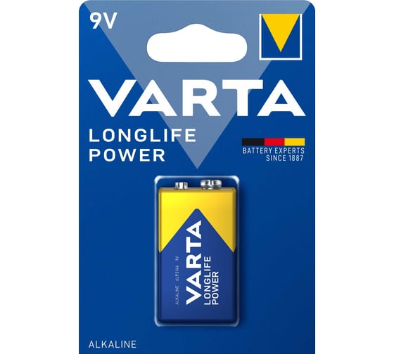 Батарейка Varta LONGLIFE POWER (HIGH ENERGY) Крона 6LR61 BL1 Alkaline 9V 04922121411
