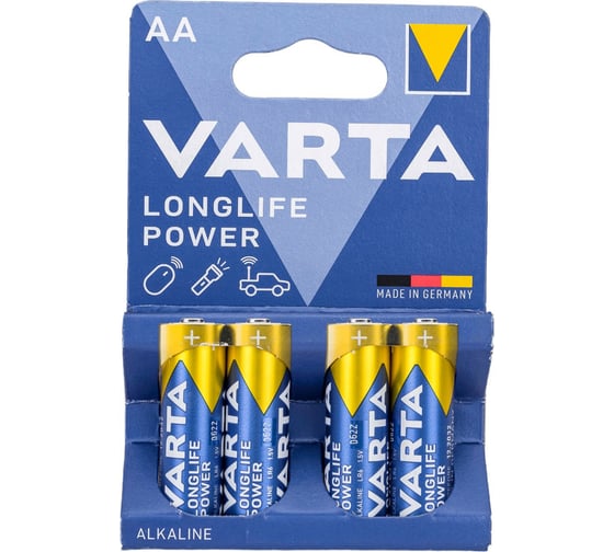 Батарейка Varta LONGLIFE POWER (HIGH ENERGY) LR6 AA BL4 Alkaline 1.5V (4906) 04906121414 1