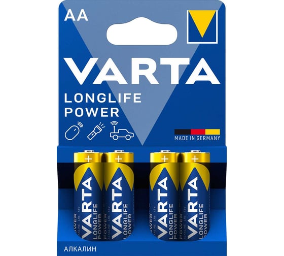 Батарейка Varta LONGLIFE POWER (HIGH ENERGY) LR6 AA BL4 Alkaline 1.5V (4906) 4906121414 RPL00182