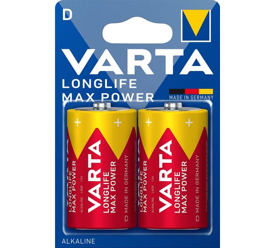Батарейка Varta LONGLIFE MAX POWER (MAX TECH) LR20 D BL2 Alkaline 1.5V 04720101402