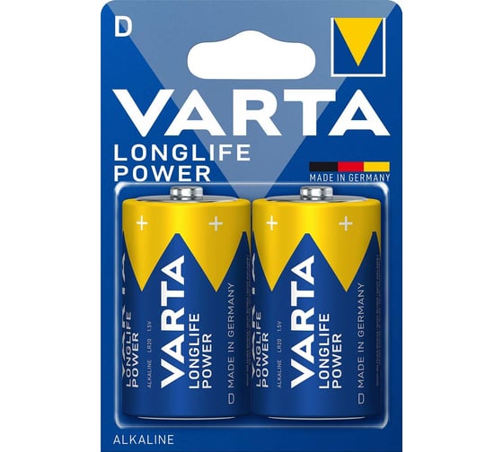 Батарейка Varta LONGLIFE POWER (HIGH ENERGY) LR20 D BL2 Alkaline 1.5V (4920) 04920121412