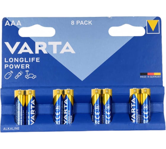 Батарейка Varta LONGLIFE POWER (HIGH ENERGY) LR03 AAA BL8 Alkaline 1.5V (4903) 04903121418