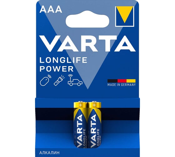 Батарейка Varta LONGLIFE POWER (HIGH ENERGY) LR03 AAA BL2 Alkaline 1.5V 4903121412 RPL00421